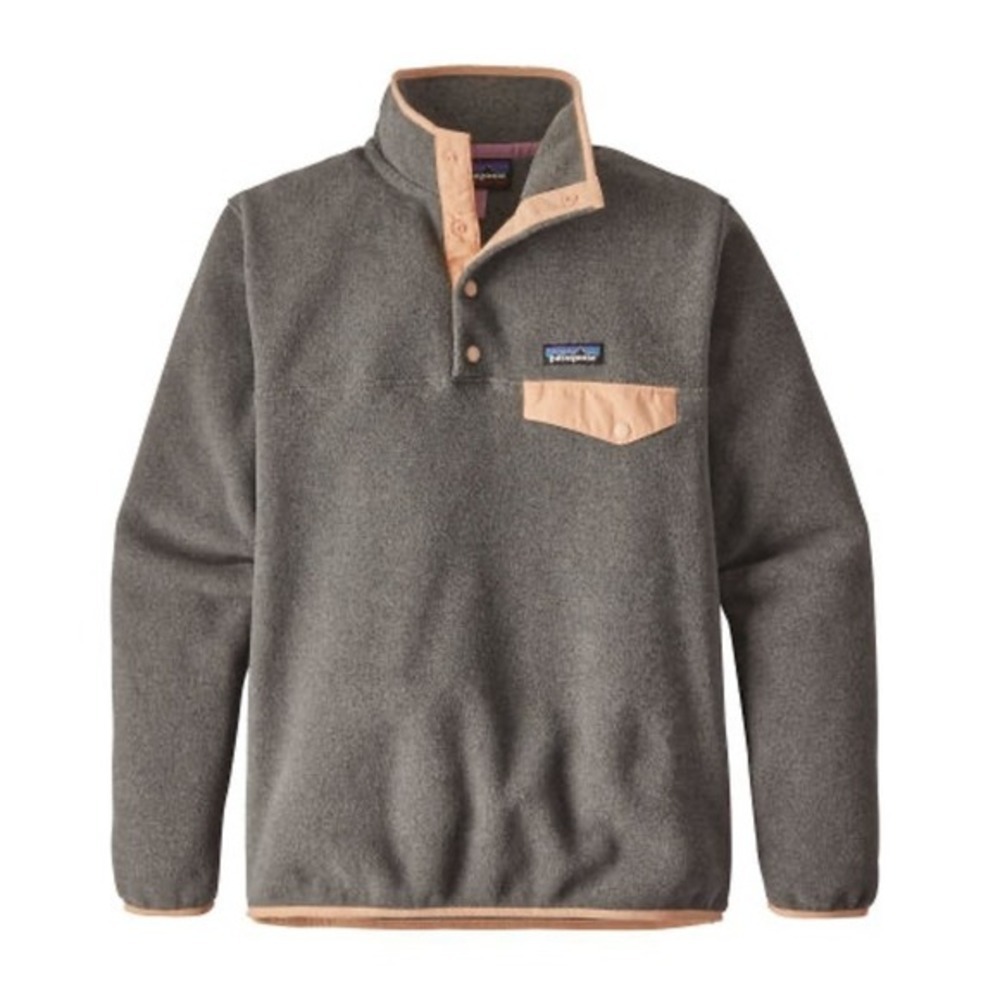 Patagonia Synchilla Snap-T Lightweight Fleece Gray Orange Pullover Jacket XS